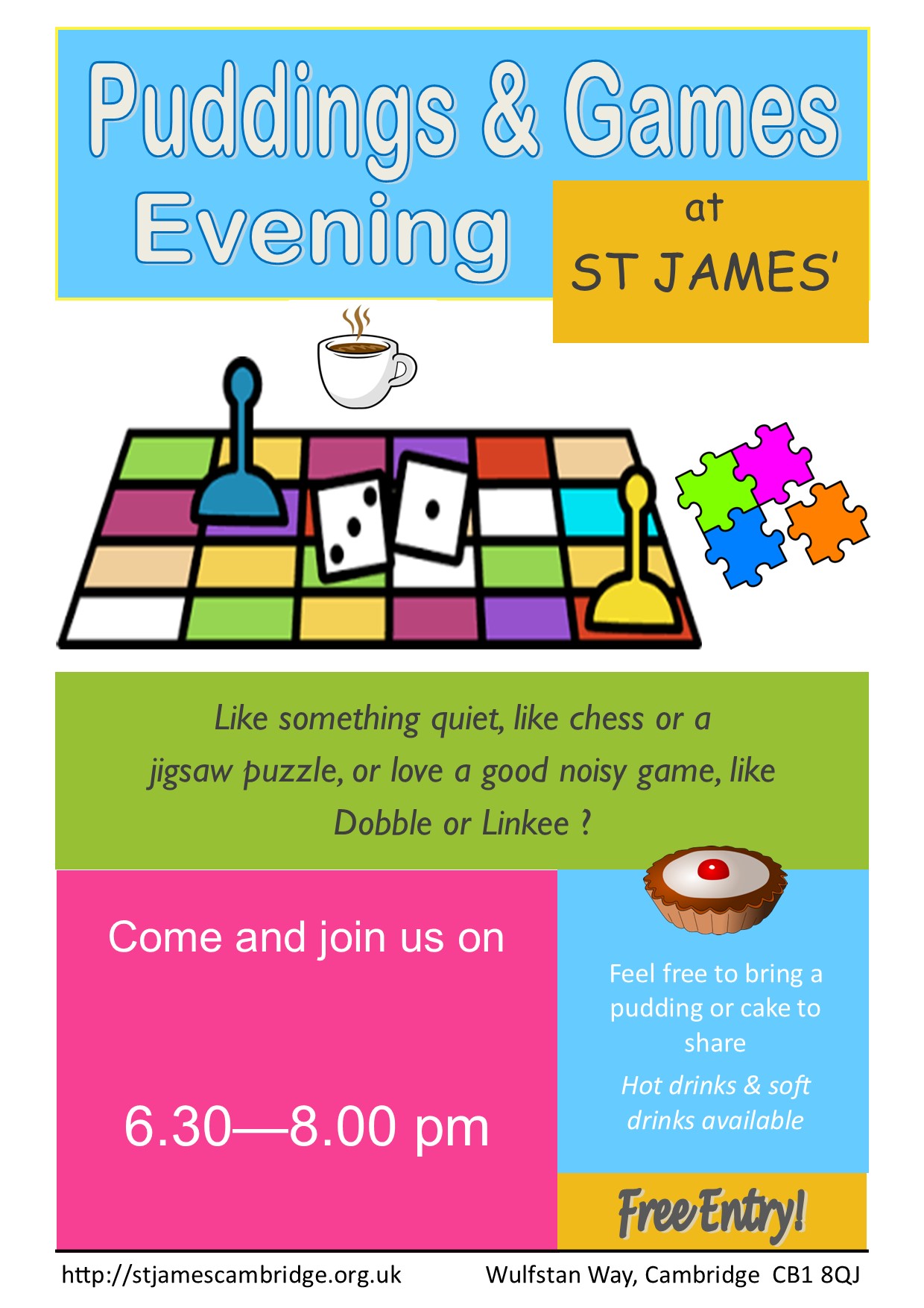 Puddings and Games Evening Pos