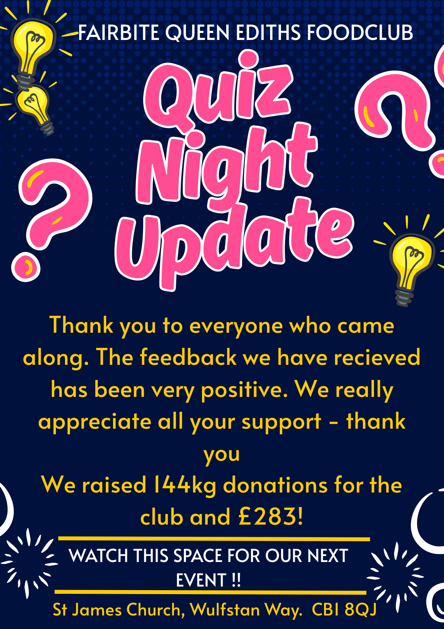 Quiz Night Update Poster
